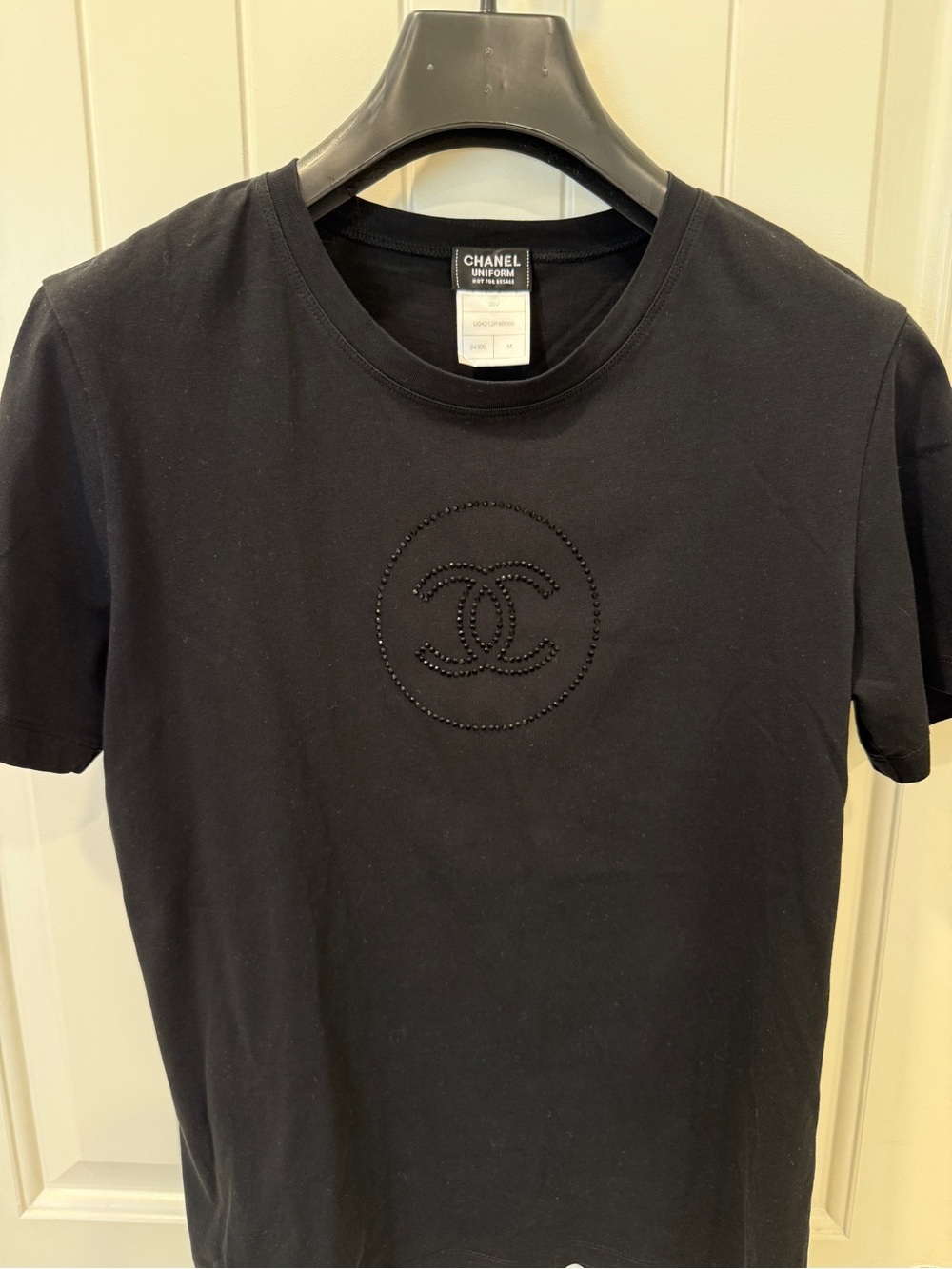 CHANEL Uniform Black Short Sleeve Logo Tee